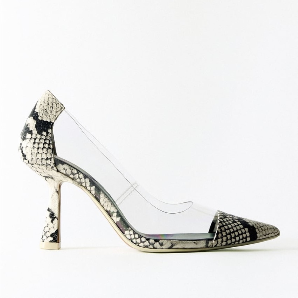 ZARA ANIMAL PRINT VINYL HIGH HEELED SHOES